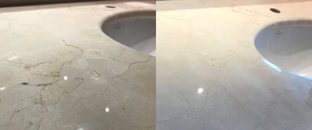 rénovation et cristallisation vasques en marbre