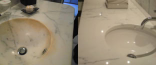 rénovation et cristallisation vasques en marbre